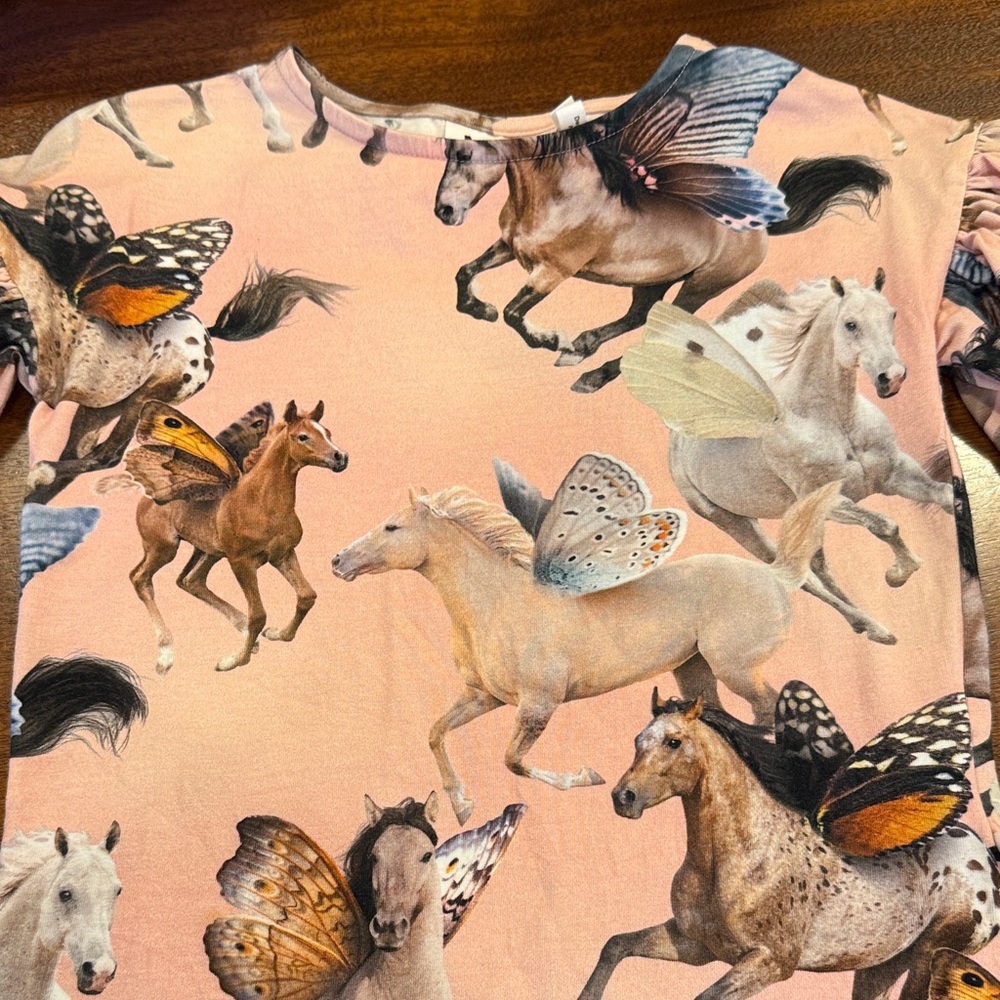 Butterfly Horse Print Kids Shirt